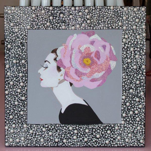Audrey with Pearl Frame and Flower Headdress