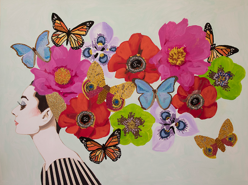 Audrey with Cascading Flowers And Butterflies