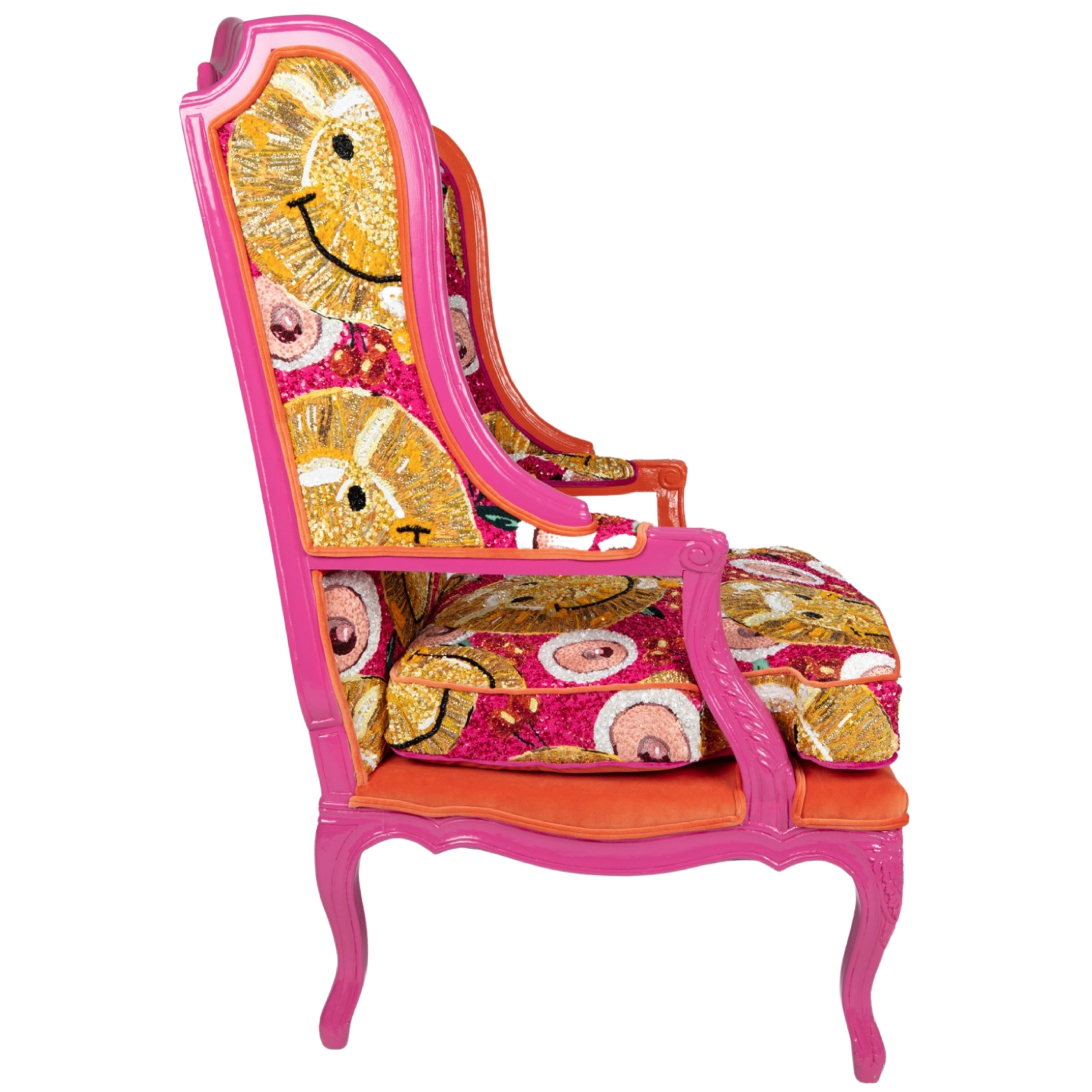 "FUCK" Embroidered and Embellished Chair