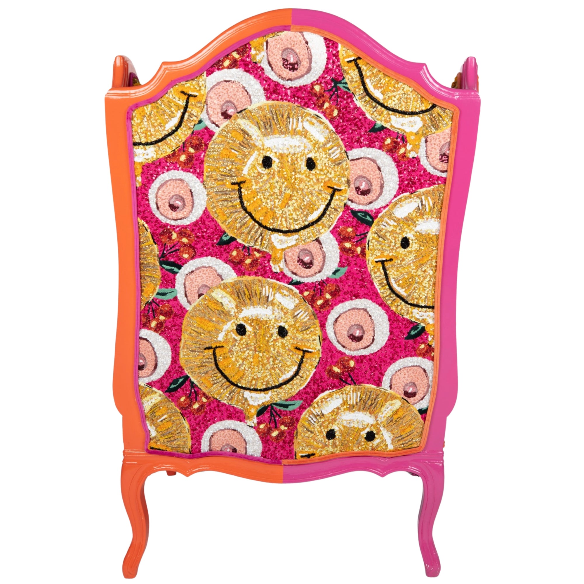 "FUCK" Embroidered and Embellished Chair