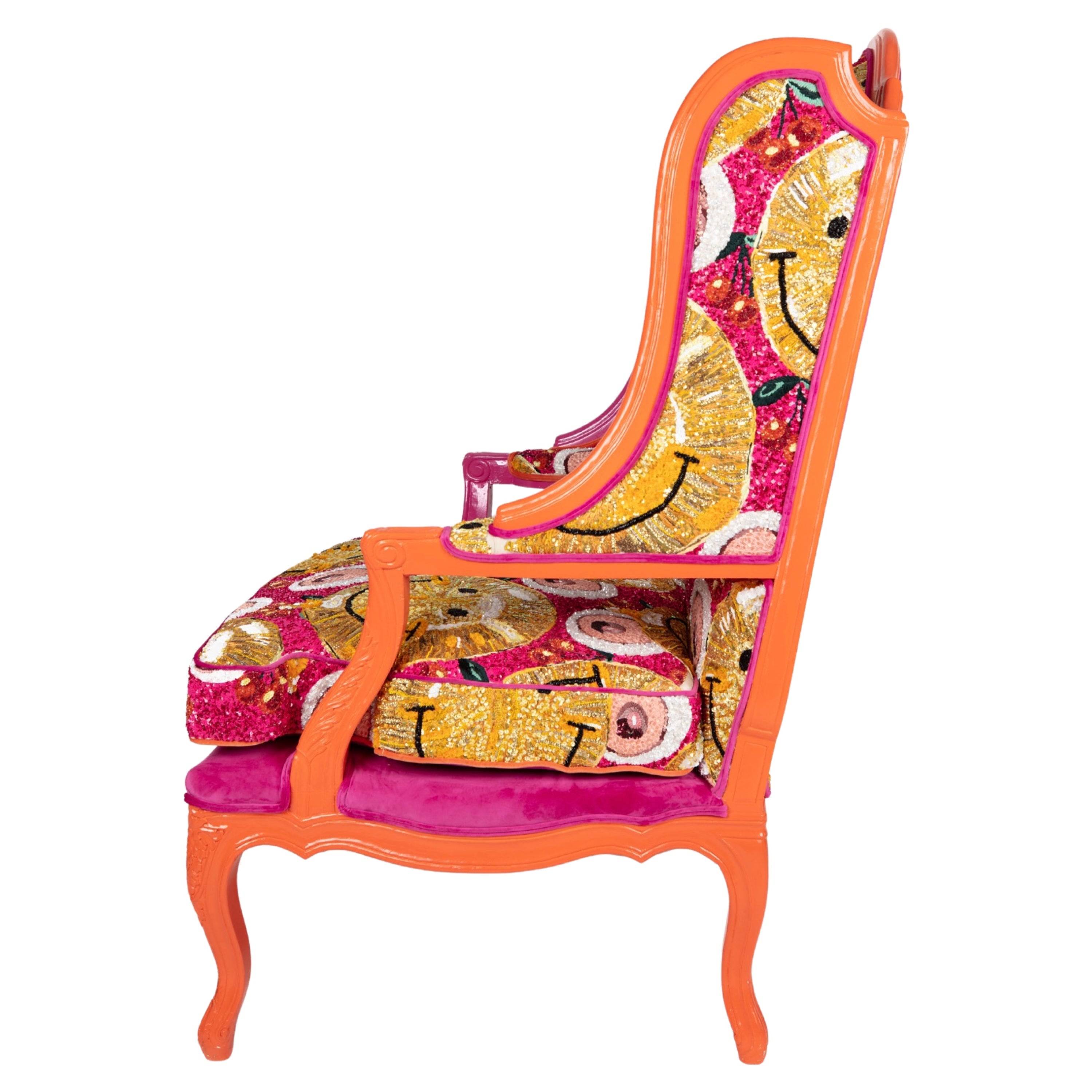"FUCK" Embroidered and Embellished Chair