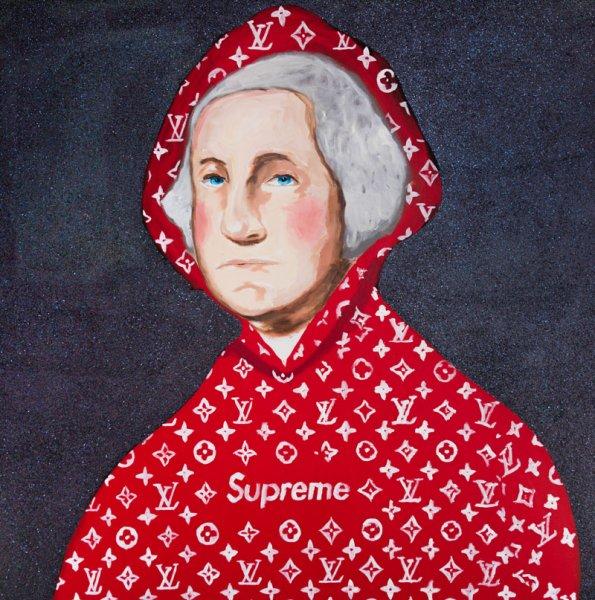 George Washington in Red Supreme Hoodie – Ashley Longshore