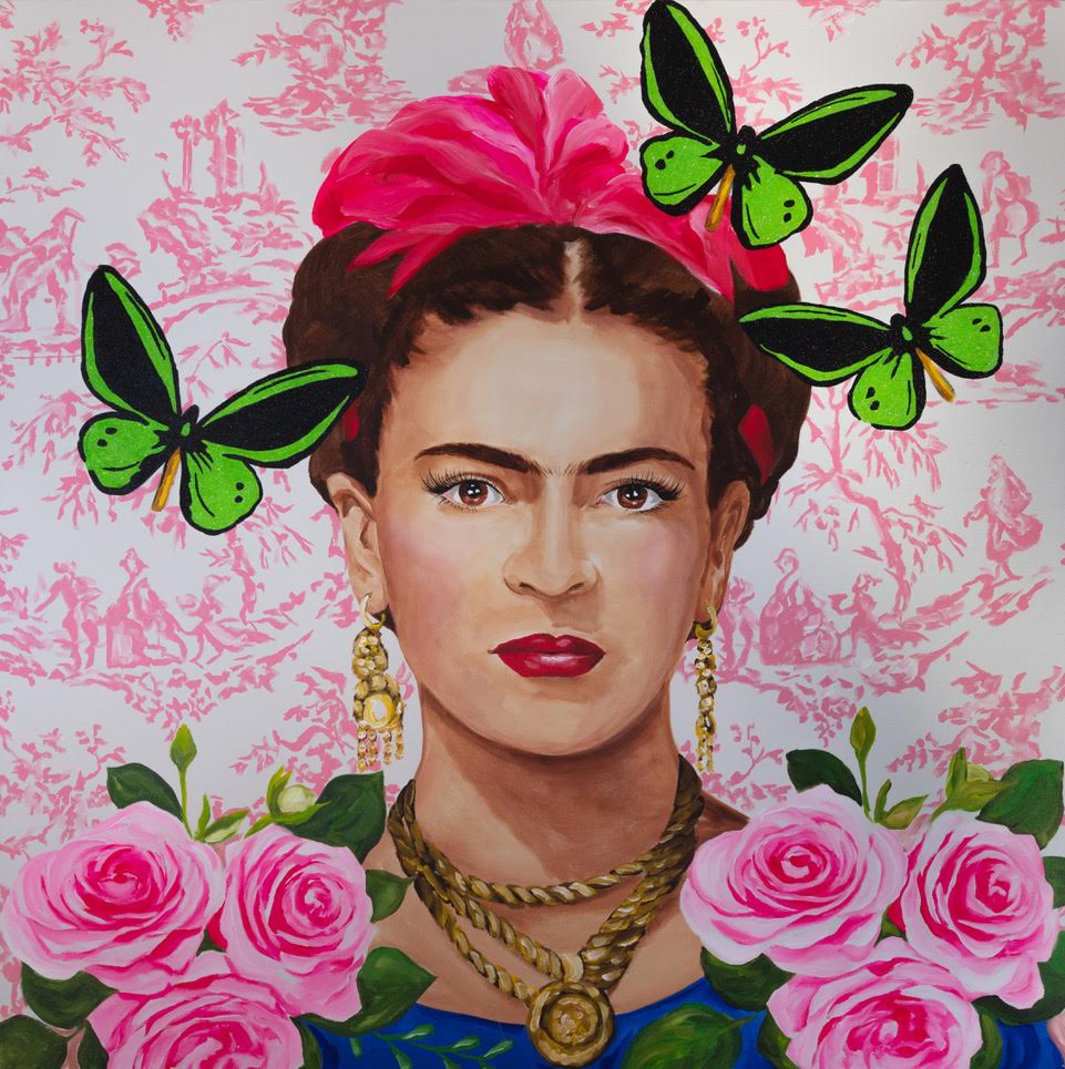 Frida with Green Birdwing Butterflies