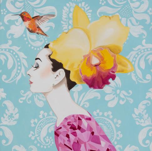 Audrey with Yellow Moth Orchid and Amethyst Dress