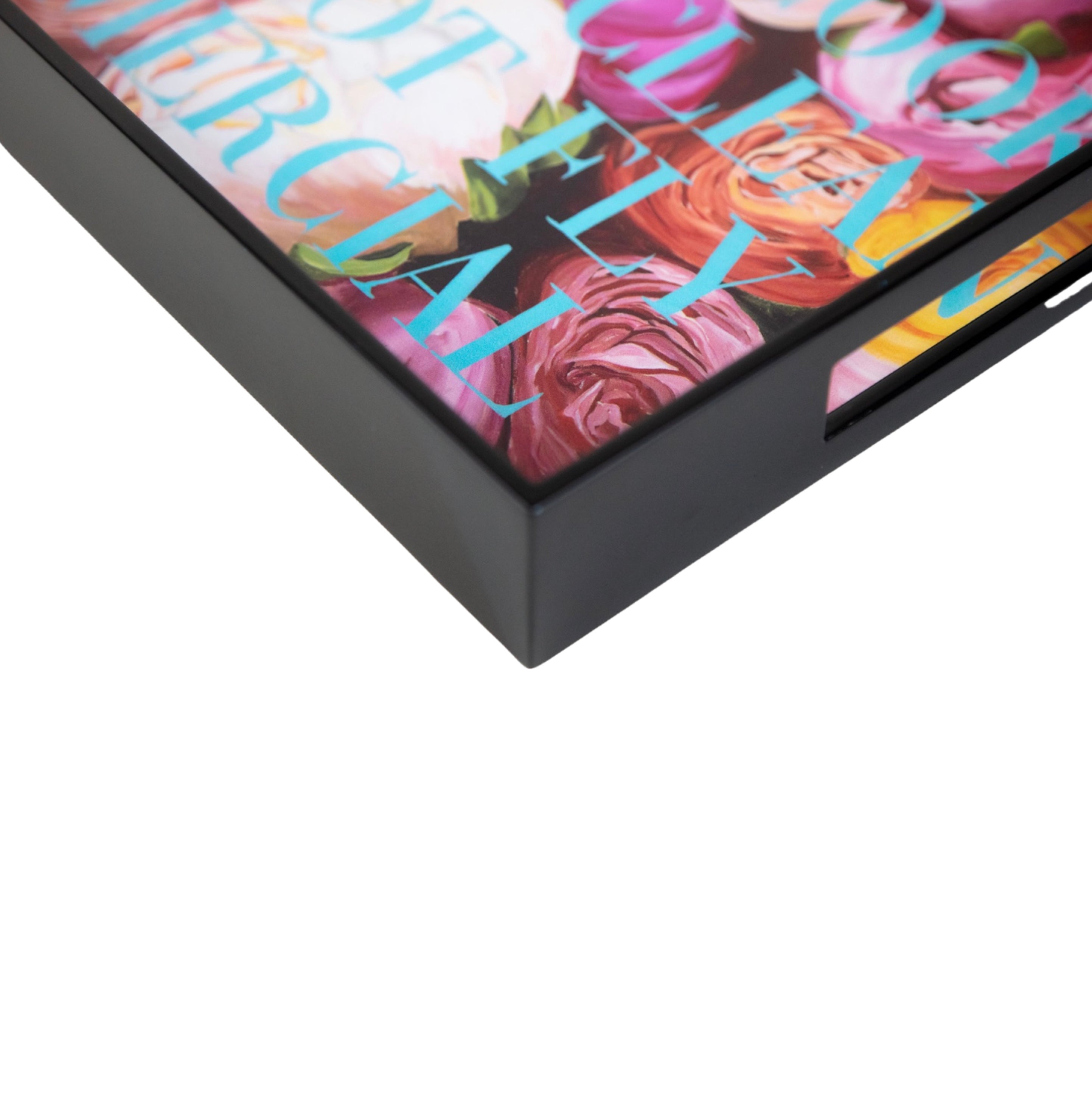 This beautifully hand-crafted lacquered wooden tray is a first for me and I LOVE it!! Use it to serve cocktails, party favors or WHATEVER you like!! It features artwork from my 