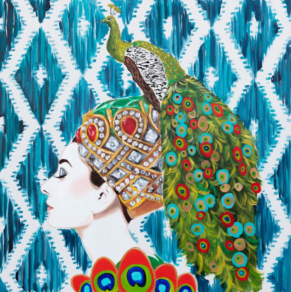 Audrey Peacock with Vintage Jeweled Headdress