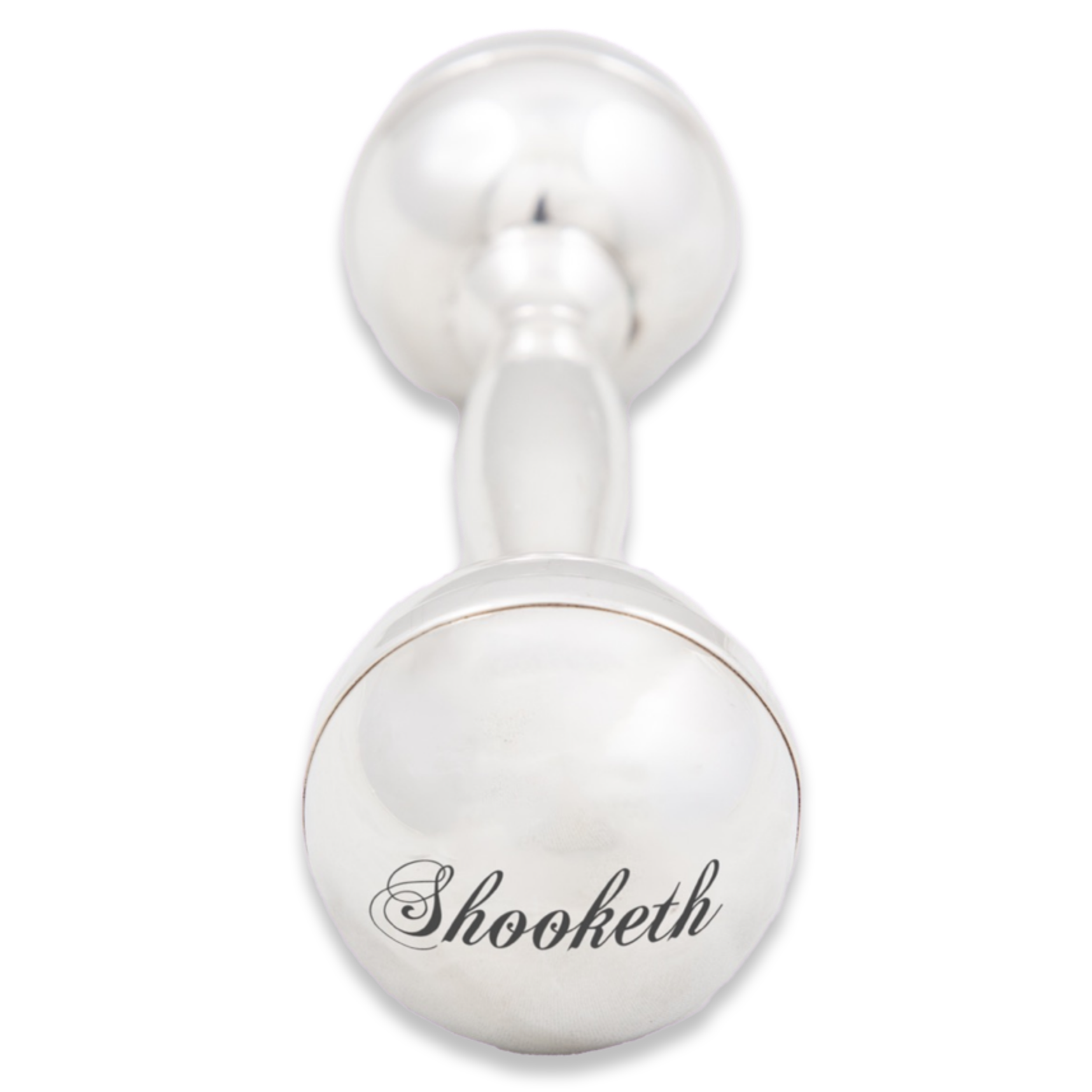 "Shooketh" Antique Silver Baby Rattle