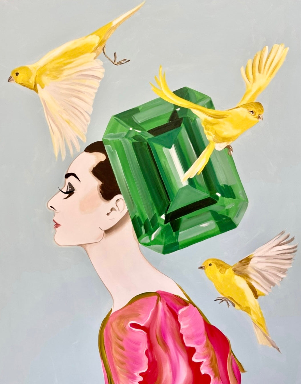 Audrey with Emerald Headdress and Yellow Canaries