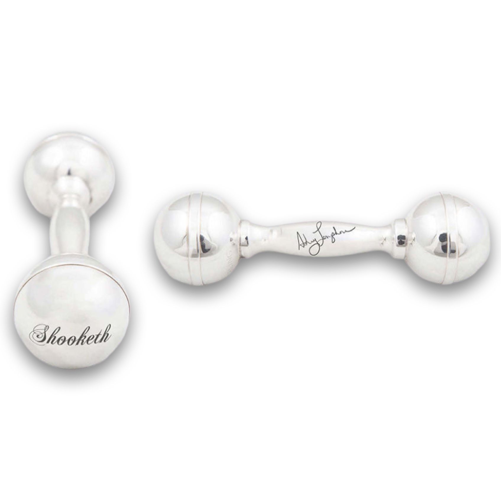 "Shooketh" Antique Silver Baby Rattle