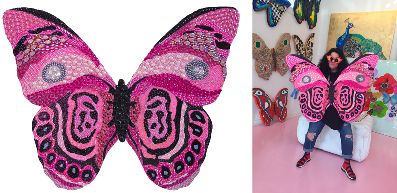 Pink and Black Bedazzled Butterfly Cut Out