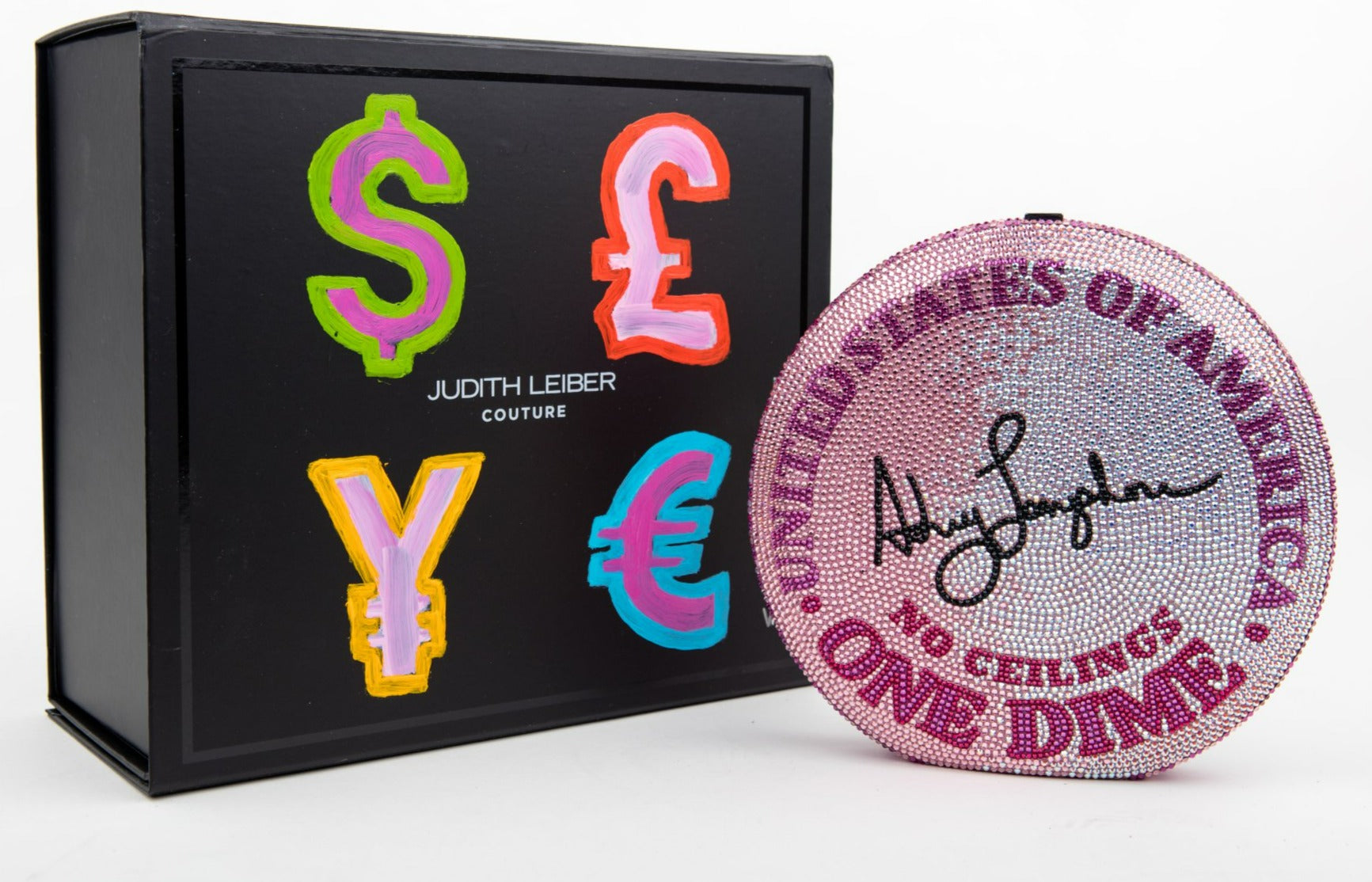 Ashley Longshore x Judith Leiber No Ceilings’ Pink Dime Bag With Hand-Painted Box