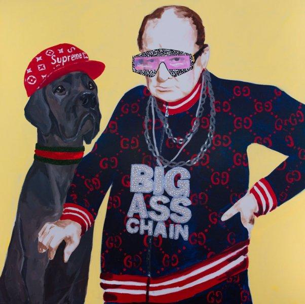 Winston Churchill in Gucci Track Suit with Big Ass Chain